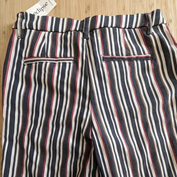 NEW Stripped Mild Stretch Stripped Office Pants with rear pockets Size Small - Picture 4 of 11
